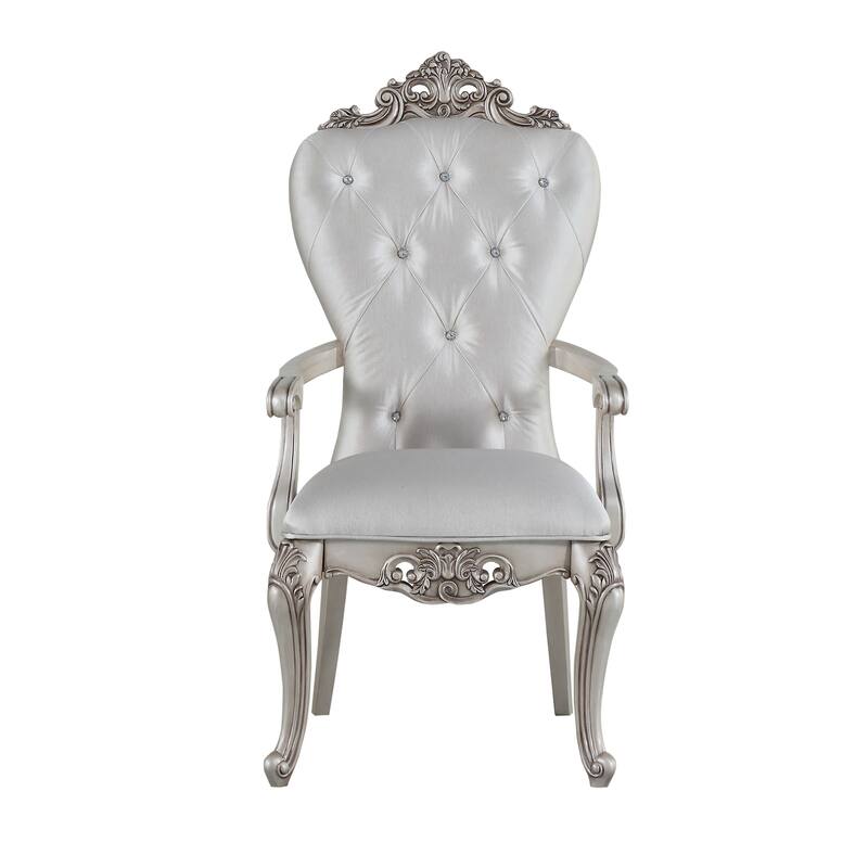 Cream and Golden Ivory Tufted Arm Chairs (Set of 2)