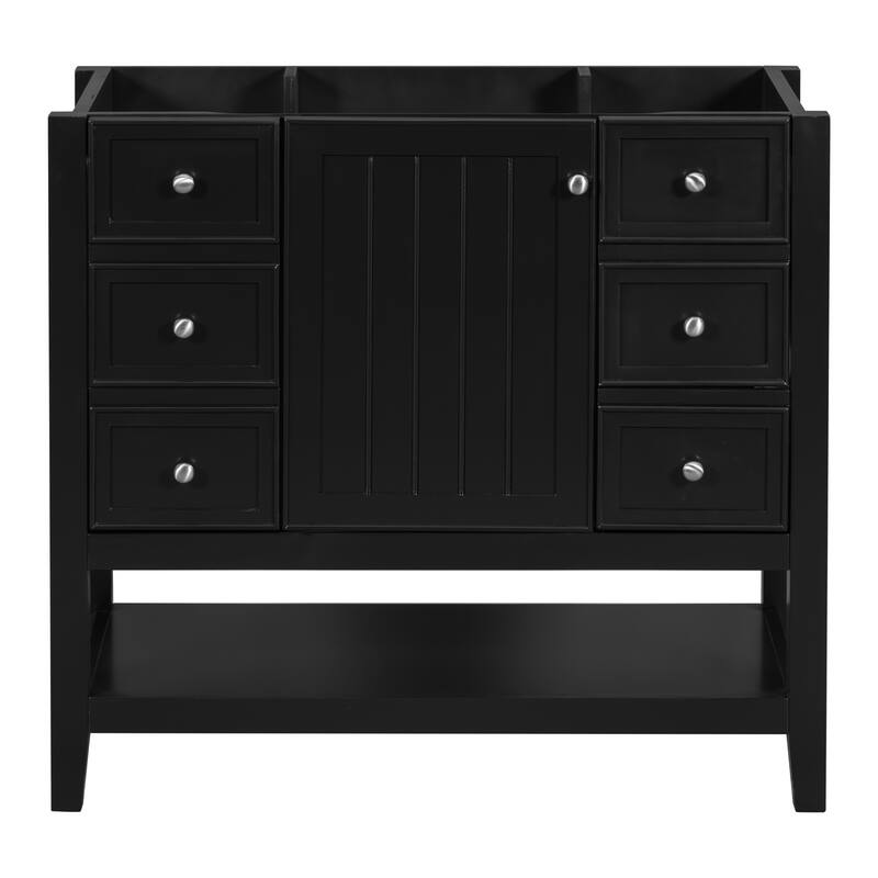36" Bathroom Vanity without Sink, Cabinet Base Only, One Cabinet and three Drawers