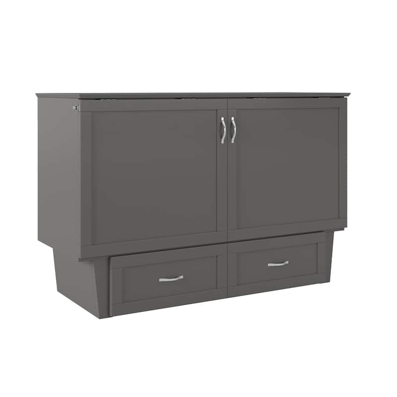 Murphy Bed Chest Grey Memory Foam Queen Bed Space Saving Furniture Charging Station