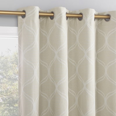 Sun Zero Tikal Woven Ogee Total Blackout Grommet 1-Piece Curtain Panel, Single Panel