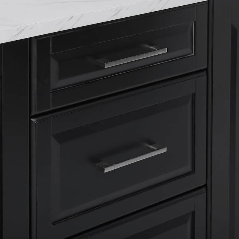 50.7" Kitchen Island with Storage, Tilt Trash Can Cabinet, and Pull-Out Cabinet Organizer