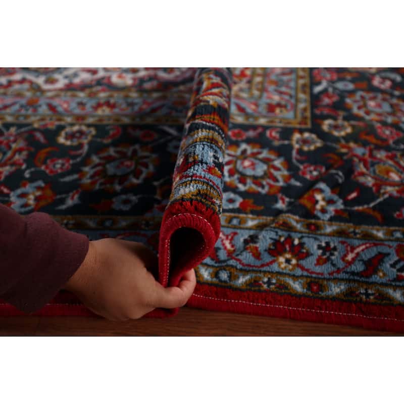 Traditional Red Kashan Turkish Rug Floral Oriental Machine-Made Carpet - 9'7" x 12'7"