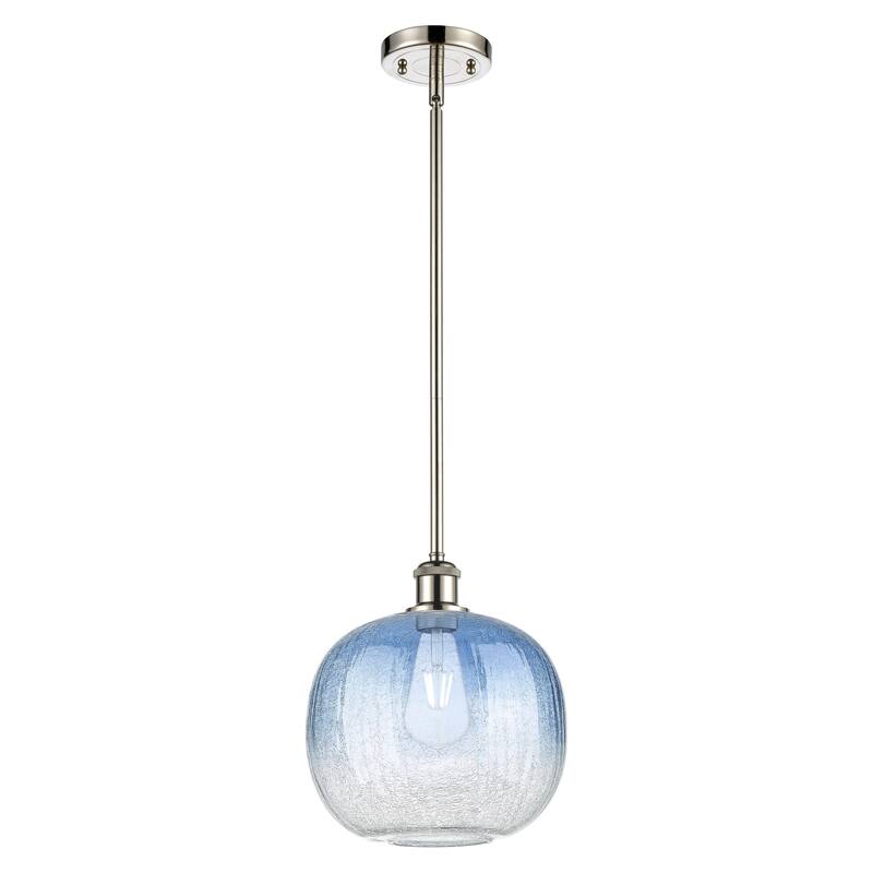 Innovations Lighting Endless Possibilities Ballston - Brookhaven Sphere - 1 Light 11" Stem Hung Mini Pendant - Brushed Satin Nickel/Sapphire Blue