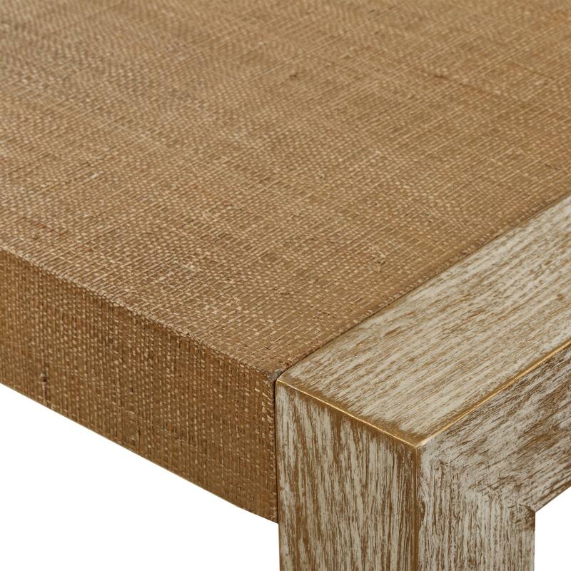 Grass Cloth Top Console Sofa Table - 52" - Brown