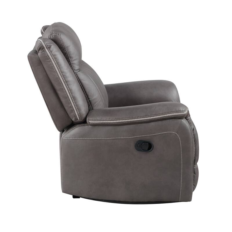 Viann Manual Glider Recliner Chair, Tufted Gray Polyester, Pillow Top