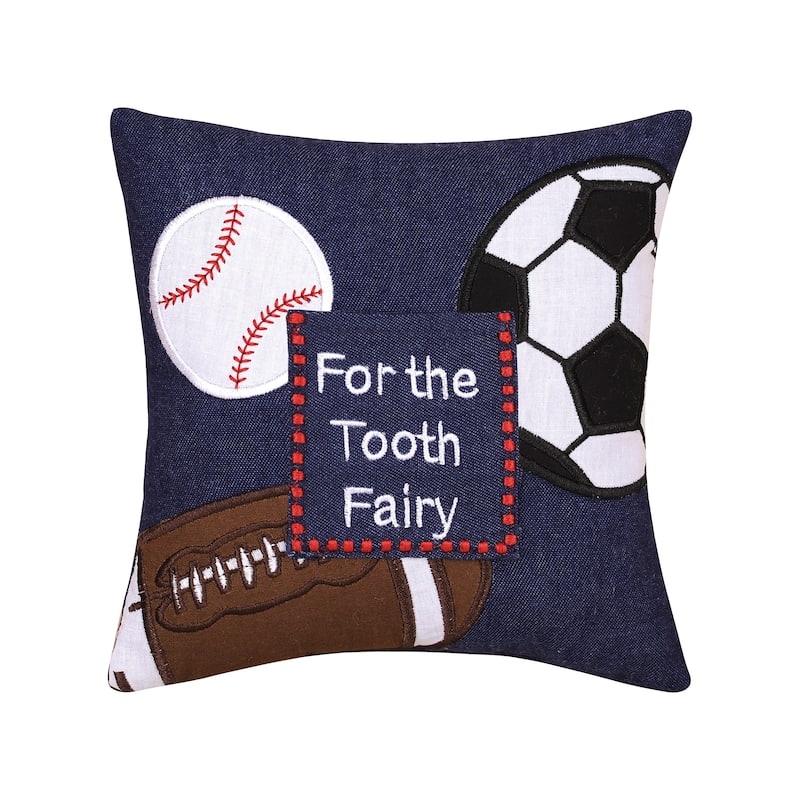 6" x 6" "For the Tooth Fairy" Embroidered Small/Petite Size Accent Pillow