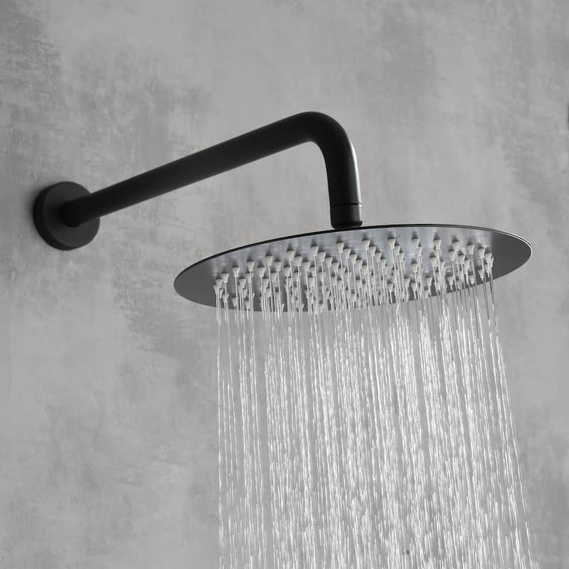 Wall Mounted Shower Faucet With Rough-in Valve Modern Complete Shower System Rainfall 10 Inch Round Shower Head Tirm Kit Set