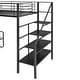 preview thumbnail 14 of 12, Twin Metal Loft Bed with Bench and Storage Staircase, Full Guardrails, Black