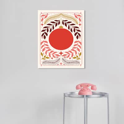 Wynwood Studio Canvas Holiday and Seasonal Red Moon Ornament Red Modern & Contemporary Wall Art Canvas Print