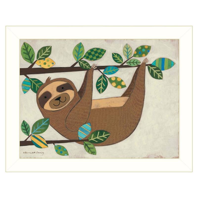 TrendyDecor4U Contemporary "Hanging Sloth I" Framed Print Wall Art by Bernadette Deming