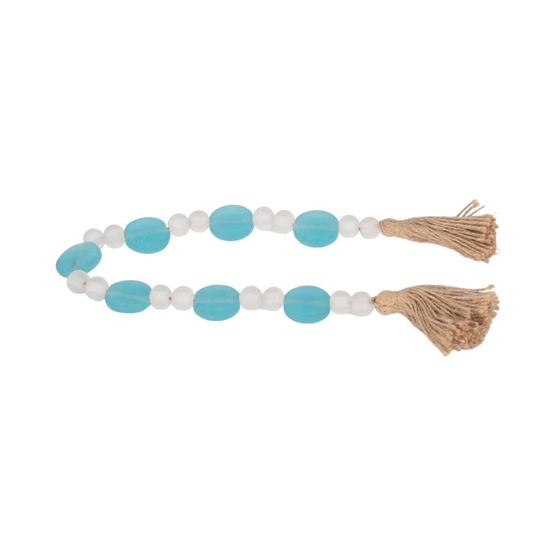 Sagebrook Home Elegant 30" Glass and Jute Beaded Circles Garland, Multi Color Home Accents for a Charming Atmosphere