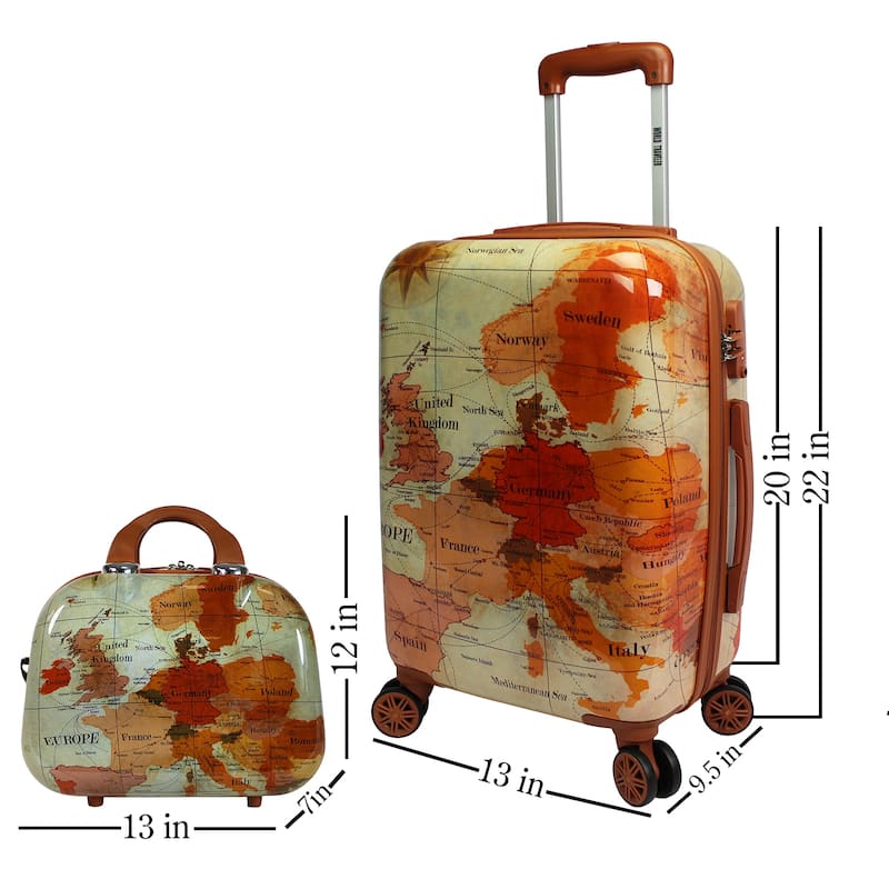 VentureX Airline Approved Luggage Lightweight Hardside Suitcase with Spinner Wheels, Europe, 2-Piece Carry-On Set