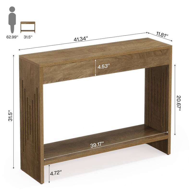 41.3-Inch Console Table Behind Couch, 2-Tier Farmhouse Sofa Table