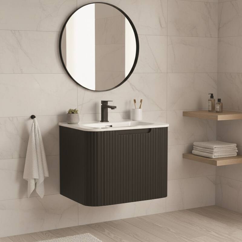 Caskvalley Modern Bathroom Vanity with Straight Fluted Design - Sink Included