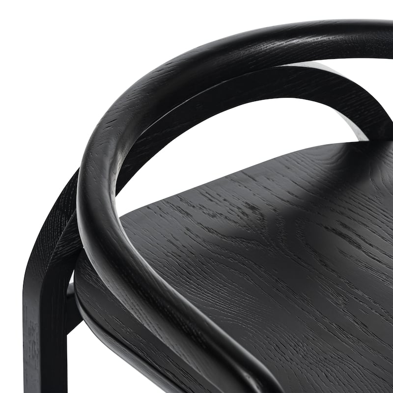 Poly & Bark Yokohama Counter Stool in Black - Solid Oak Wood