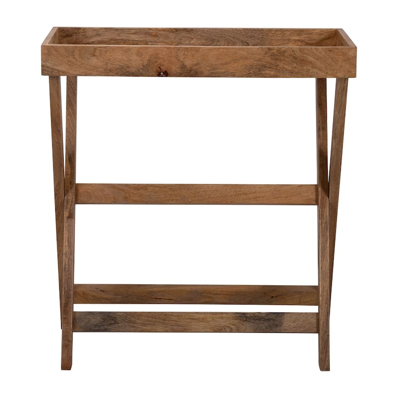 Wooden Butler Tray with Stand 30" x 32" Brown TV Tray Contemporary Rustic Decorative Stand or Storage Display - 30" x 15" x 32" - Painted - Brown