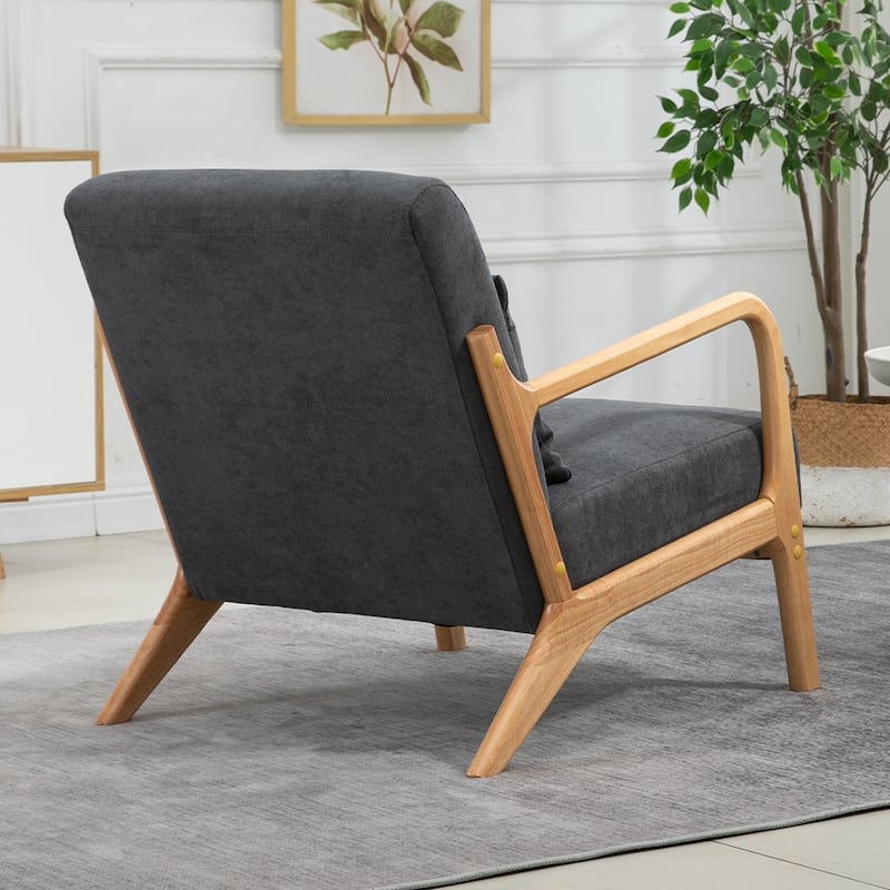 Mid-Century Velvet Upholstered Accent Chair Armchair w/Waist Cushion