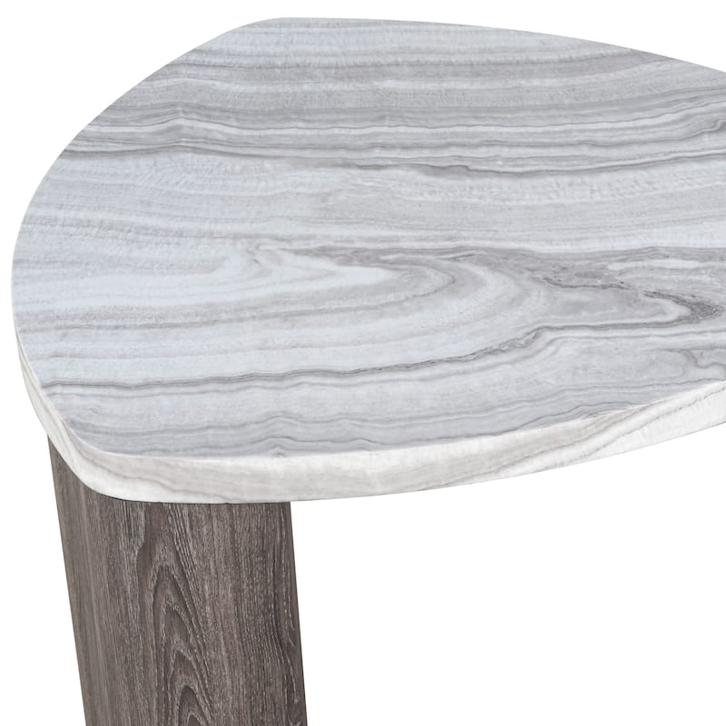 Furniture of America Elric Modern Grey and Brown Wooden Triangular Nesting Coffee Table Set of 2 with Casters