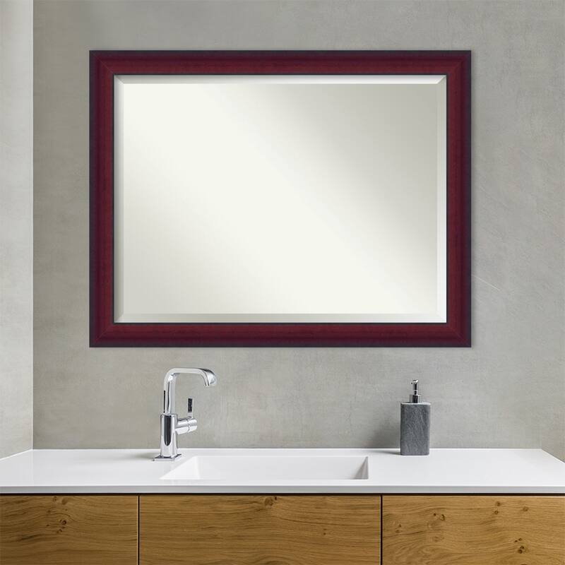 Canterbury Cherry Beveled Wood Framed Bathroom Vanity Wall Mirror - Canterbury Cherry
