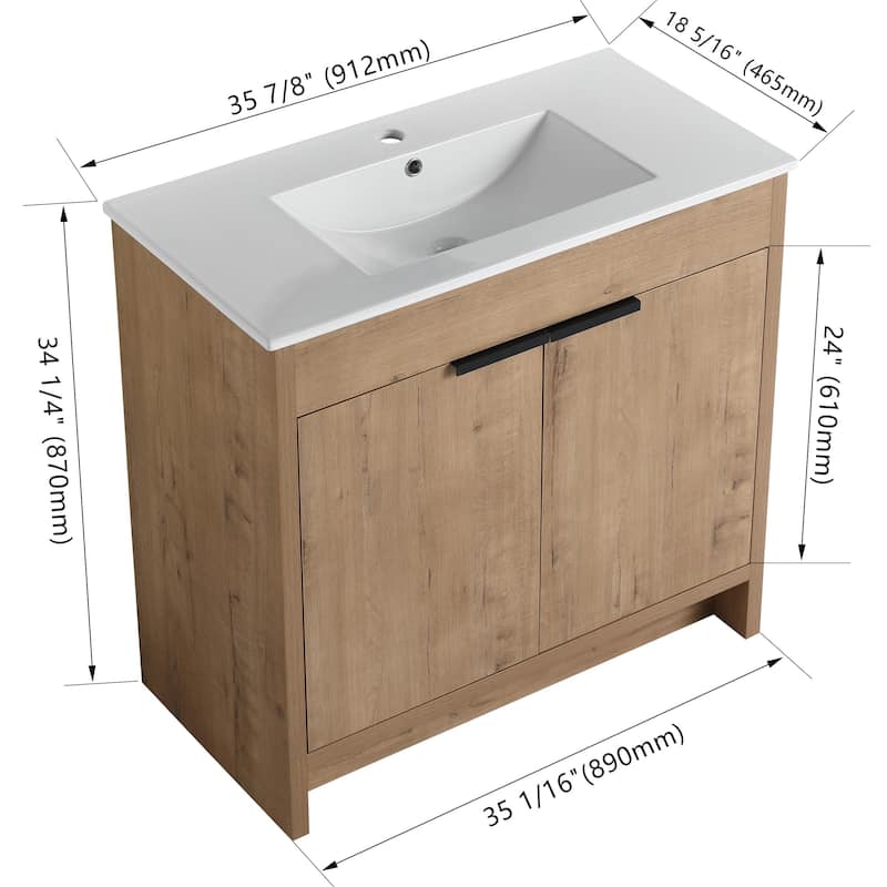 Bathroom Vanity With Sink In 24/30/36 Inch, Freestanding Bathroom Vanity With Soft Close Door and Adjustable Shelf