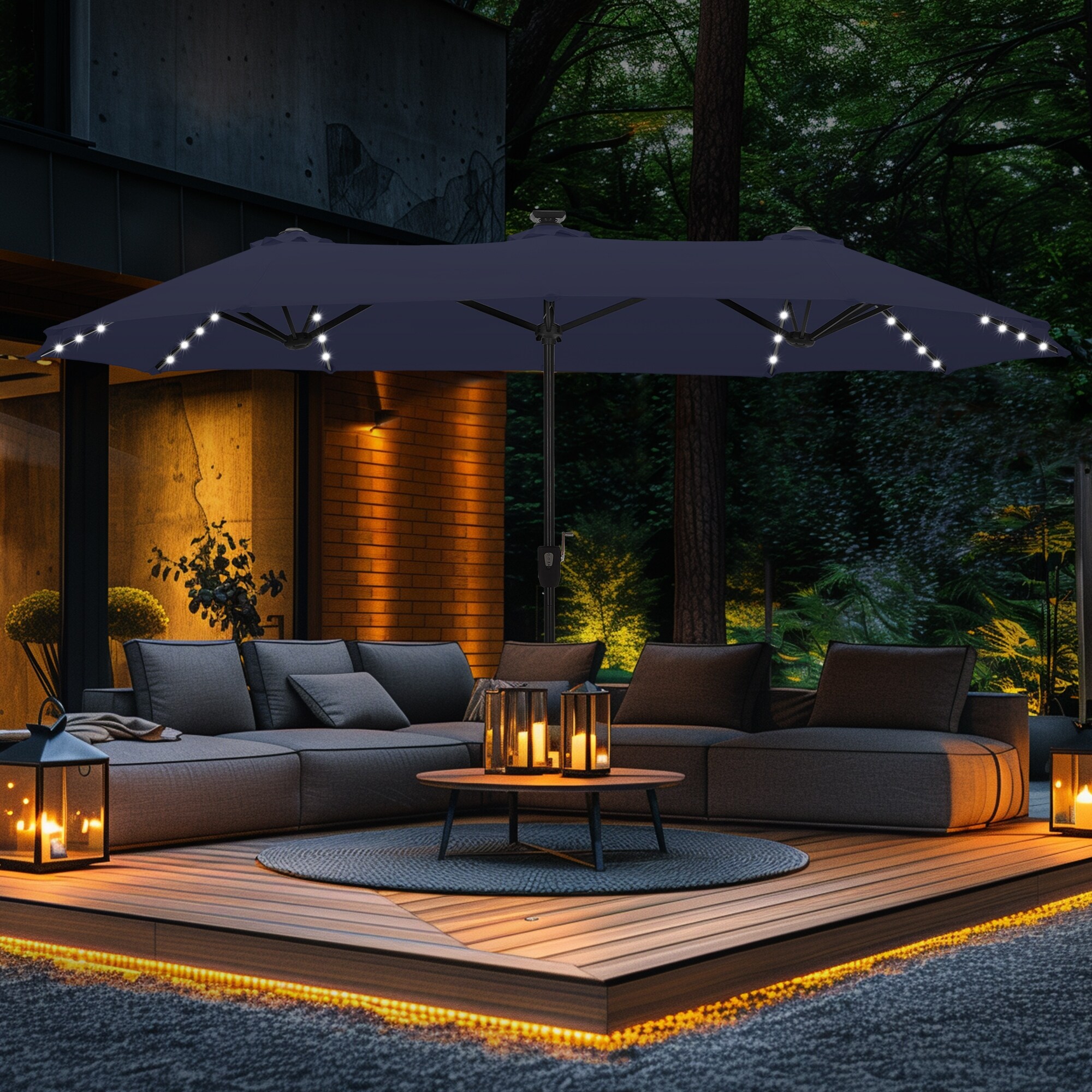 MAISON ARTS 13-Ft Twin Outdoor Market Crank with Double-Sided Design-image