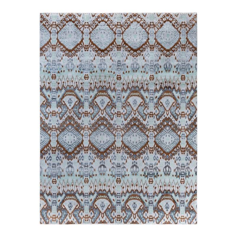 Ikat One-of-a-Kind Hand-Knotted Area Rug, Blue - 8' 0" x 10' 4"
