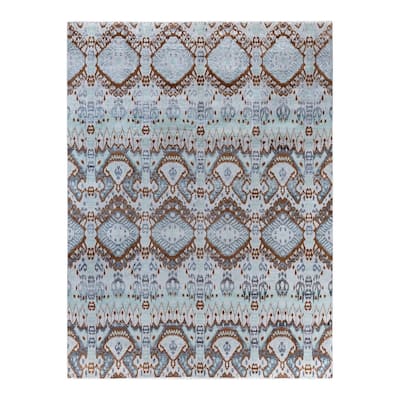 Ikat One-of-a-Kind Hand-Knotted Area Rug, Blue - 8' 0" x 10' 4"