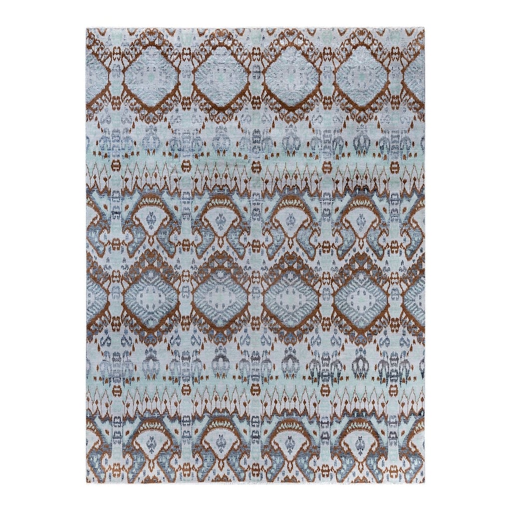 Ikat One-of-a-Kind Hand-Knotted Area Rug, Blue - 8' 0" x 10' 4"