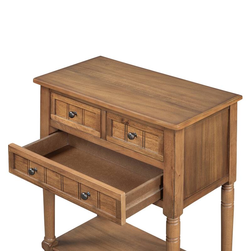 Narrow Console Table, Slim Sofa Table with Three Storage Drawers and Bottom Shelf for Living Room, Easy Assembly