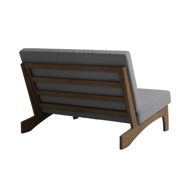 2-Piece Outdoor Teak Wood Loveseat Patio Set with Side Table