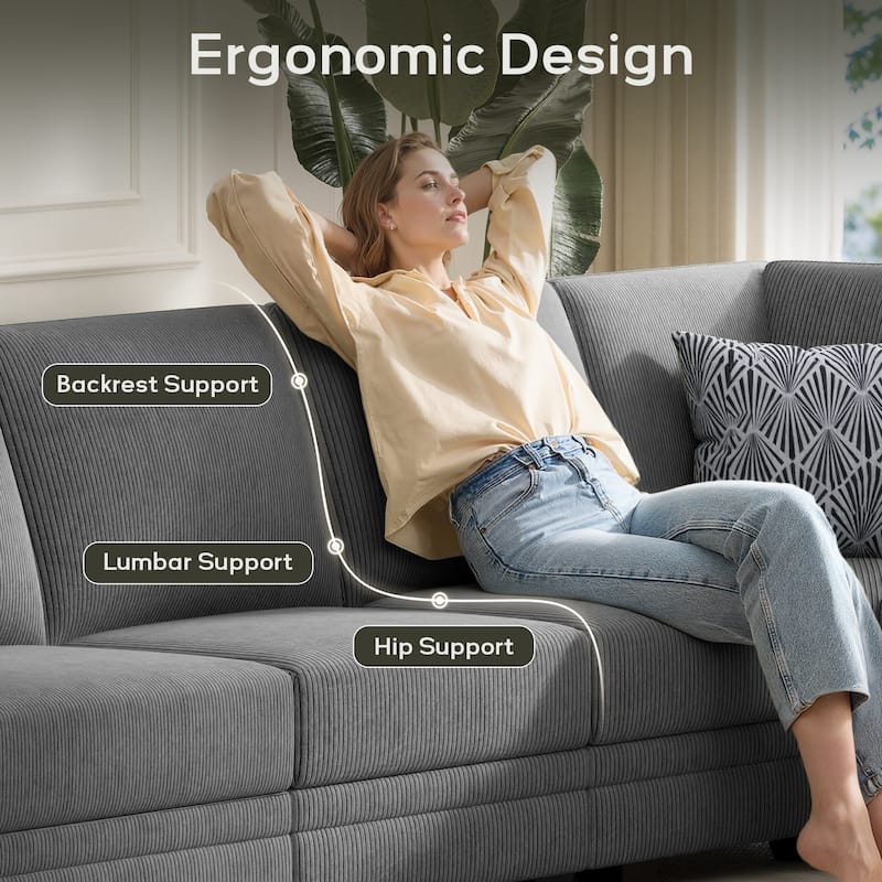 7 Piece Modular Corduroy Sectional With Ottoman