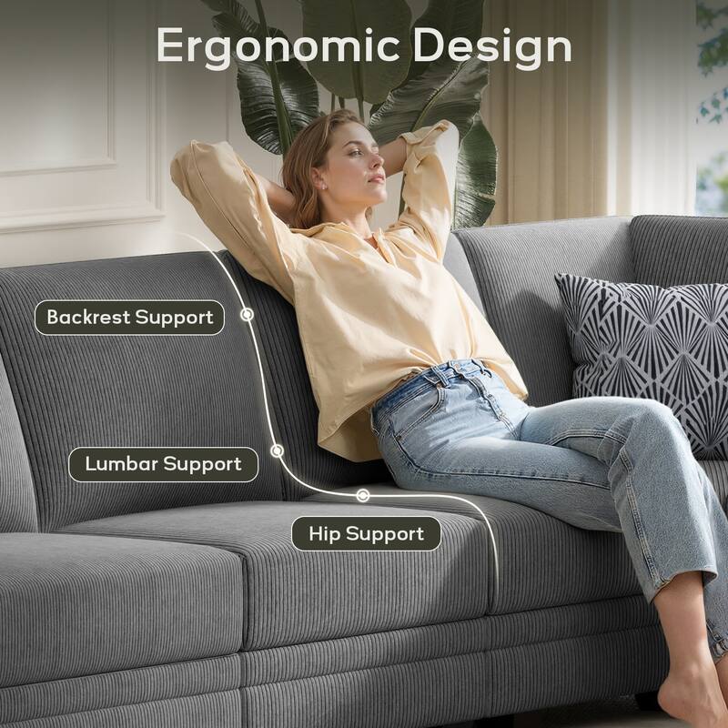 8 Piece Modular Corduroy Sectional With Ottoman