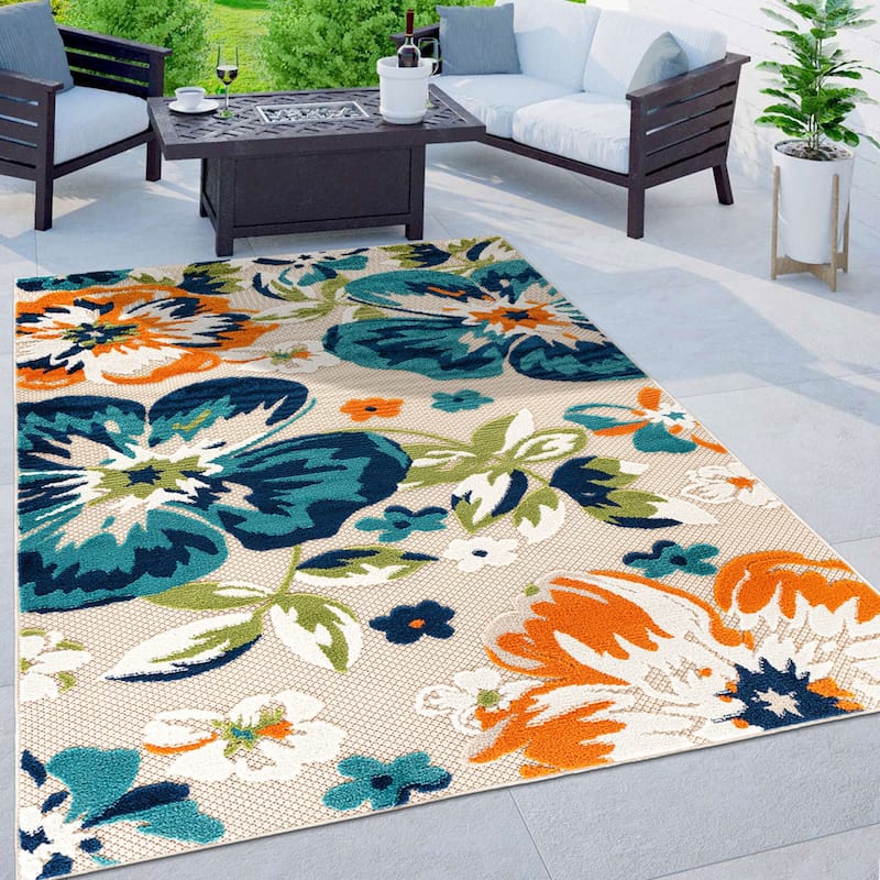 Bergamo Contemporary Floral Indoor/Outdoor Area Rug