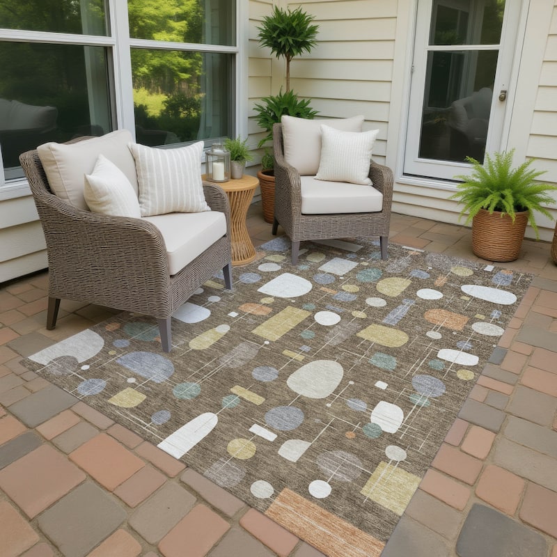 Machine Washable Indoor/ Outdoor Contemporary Fun Chantille Rug - Chocolate - 2'6" x 3'10"