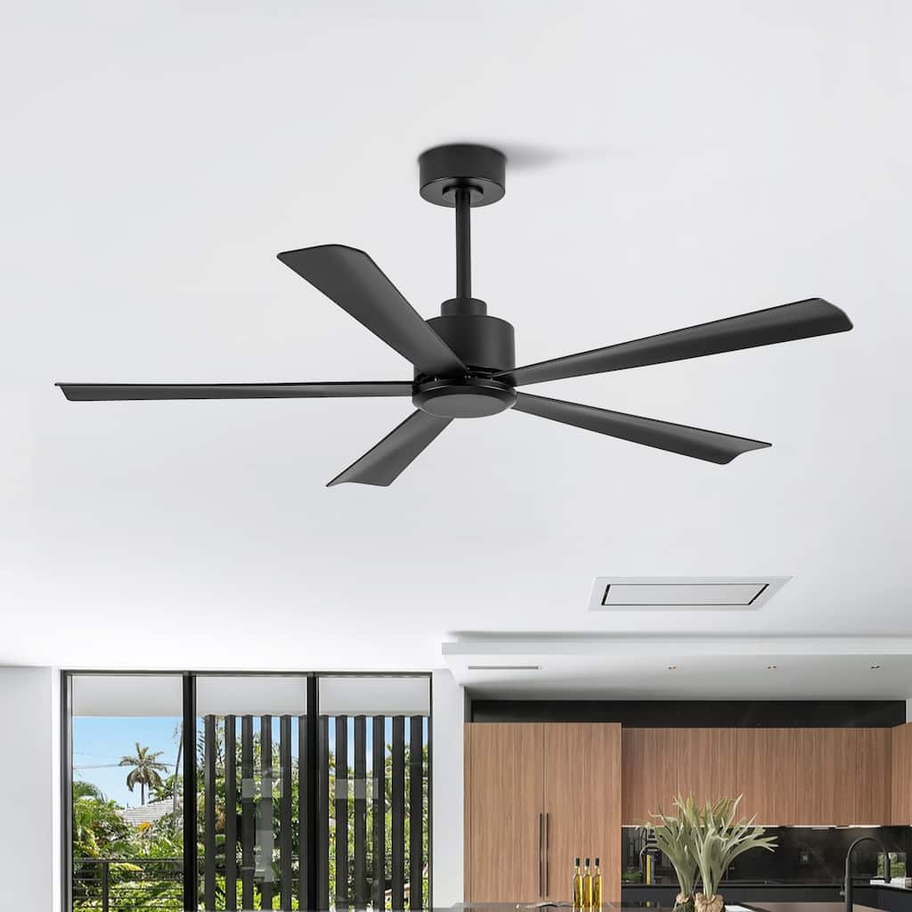 52 Inch Black/Gold Ceiling Fan with Remote Without Light(5-Blade)