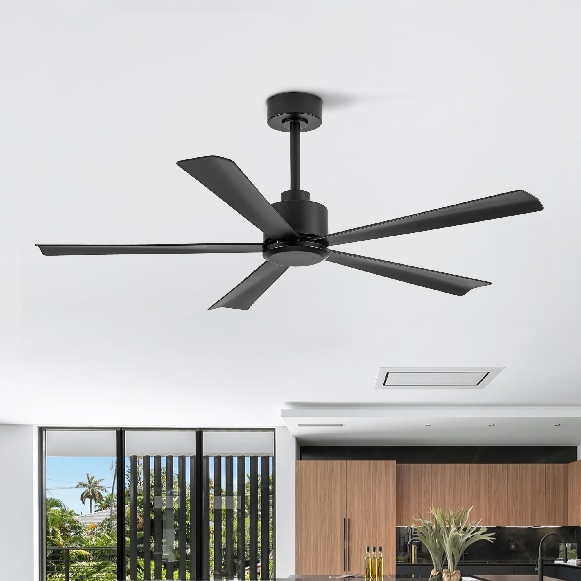 52-Inch Black/White Ceiling Fan Without Light, Quiet Reversible DC Motor, 6 Speeds, Remote Control, Living Room Ceiling Fans