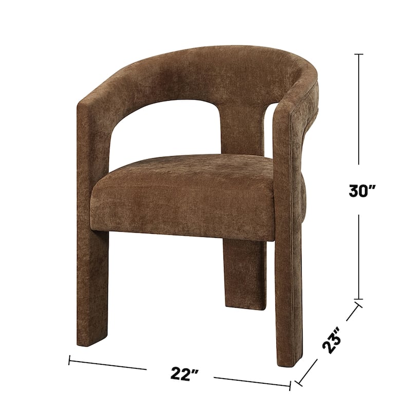 Set of 2 Linen Upholstered Dining Chairs in Brown