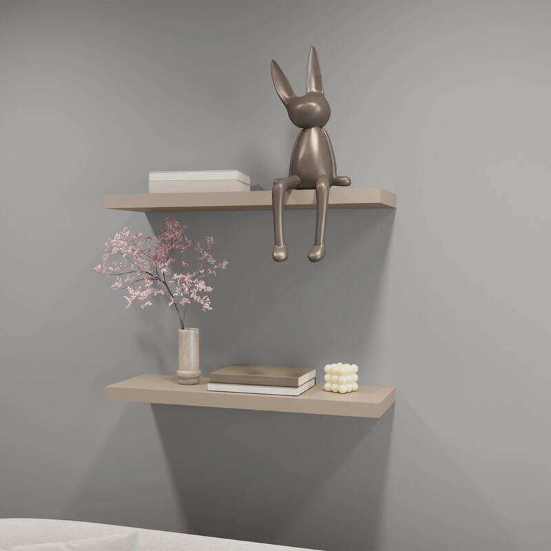 32-Inch Wall-Mounted Floating Shelf Set of Two - taupe