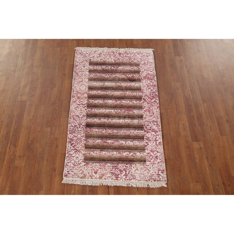 Abstract Modern Oriental Accent Rug Handmade Wool Carpet - 2'9"x 4'8"