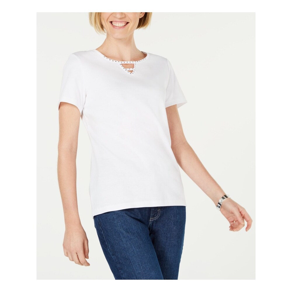 karen scott embellished tops