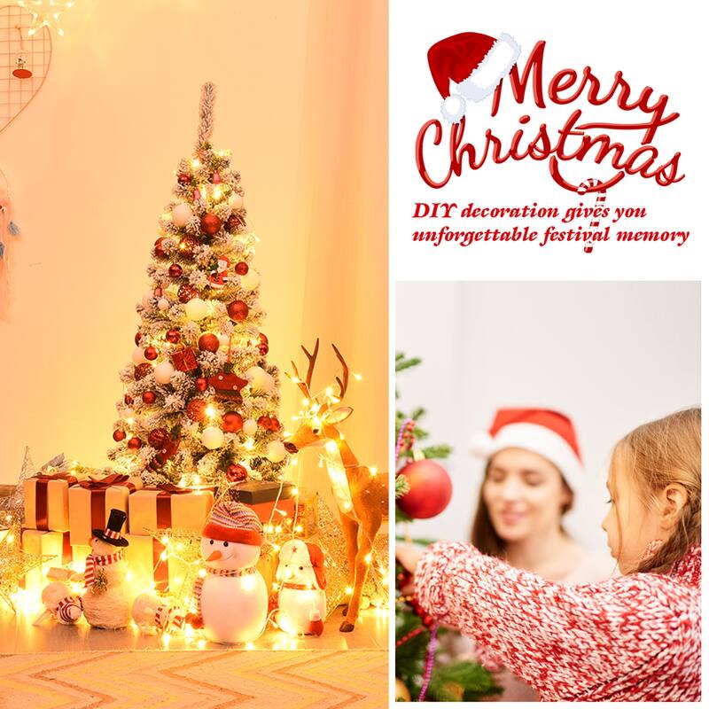 Gymax 4.5ft Pre-lit Pencil Snow Flocked Pencil Christmas Tree Holiday - See Details
