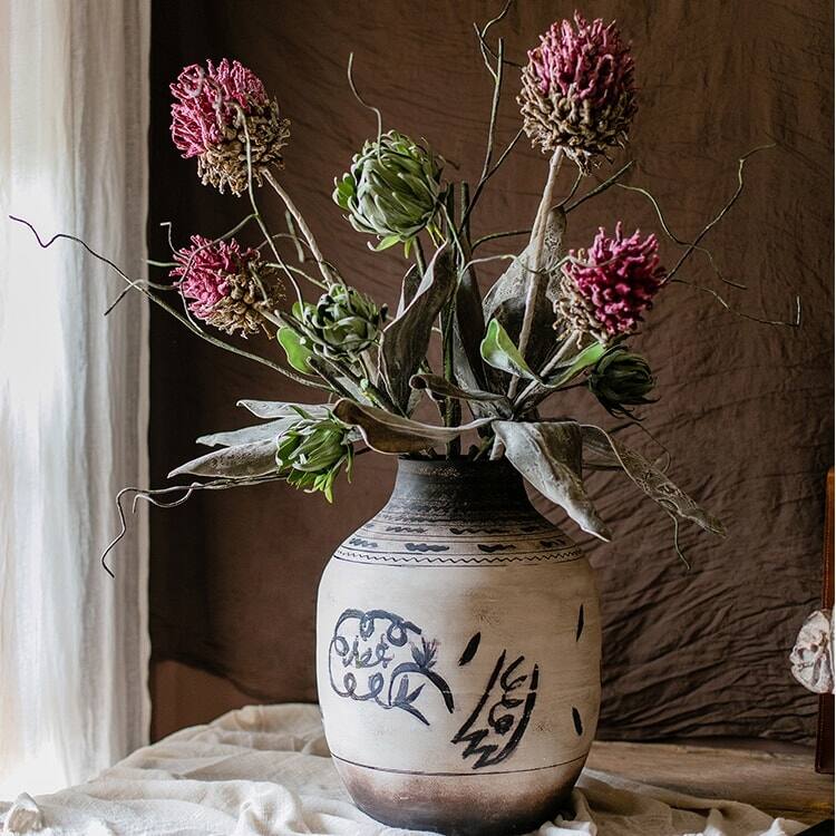 RusticReach Artificial Tall Stem Flower Mulan Thistle 43" Tall