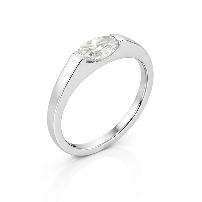 Auriya 14K Gold Suspense Oval Lab Grown Diamond Engagement Ring 1.00 - 5.00ct. tw. (F-G, VS) - White