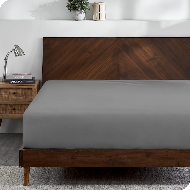Bare Home Organic Cotton Jersey Fitted Sheet - Queen - Grey