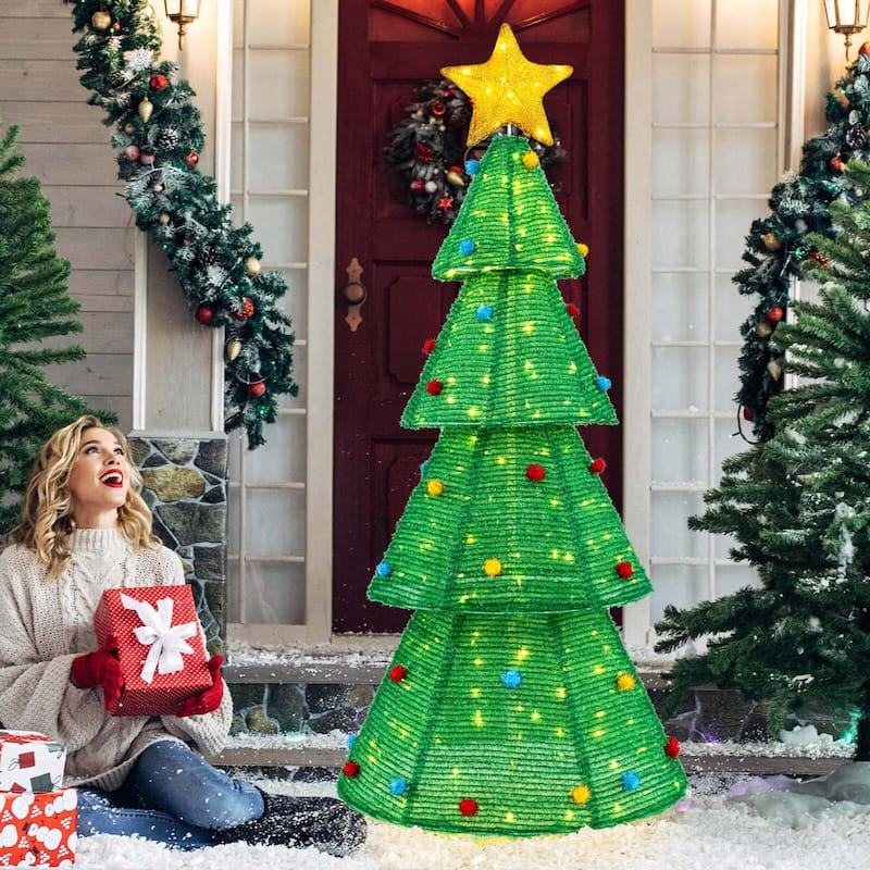 Costway 6.2 FT Collapsible Christmas Tree with 200 Built-in LED - as pic shows - See Details
