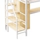 preview thumbnail 8 of 22, Twin Size Bed Frame Metal Loft Bed with Desk, Shelf, Built-in Wardrobe and Storage Staircase for Children, Boys and Girls