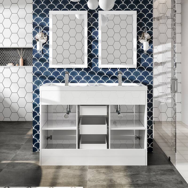 Eviva Lugano 48" White DS Bath Vanity with Integrated Sink
