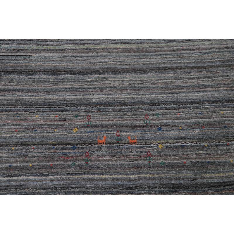 Hand Knotted Oriental 100% Wool Carpet Tribal Tribal Greys & Charcoal Gabbeh Area Rug - 8' 1'' X 8' 0''