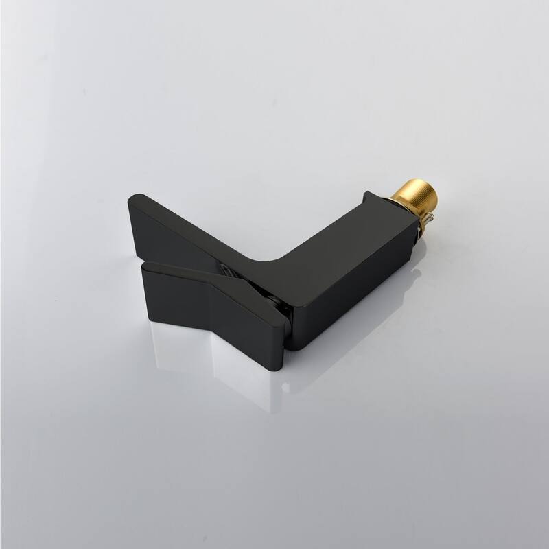 matte black single handle bathroom basin faucet with pop up overflow brass drain - 7'6" x 9'6"