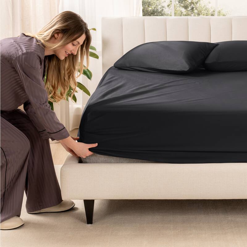 Bare Home Organic Cotton Fitted Sheet - Smoth Sateen Weave